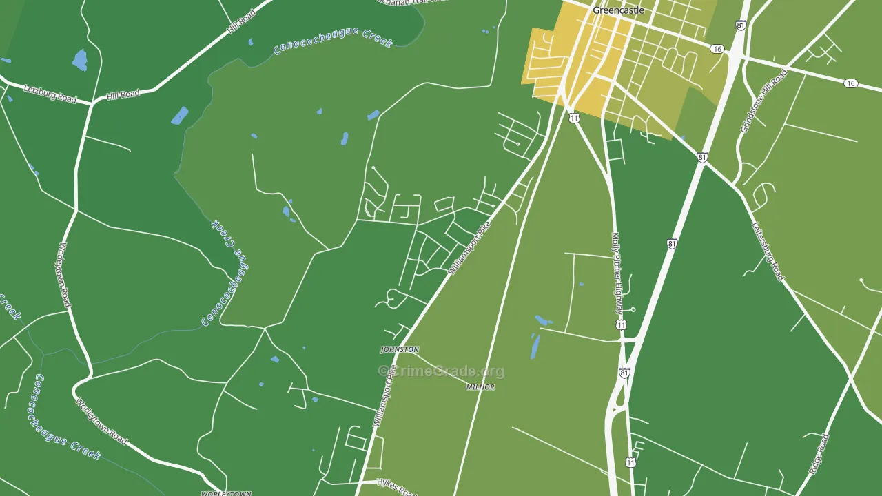 Milnor, PA Map of Vandalism Rates