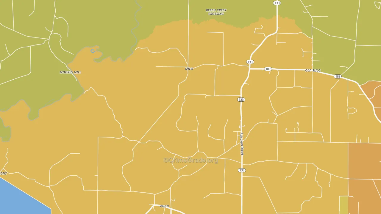 Milo, AR Map of Vandalism Rates