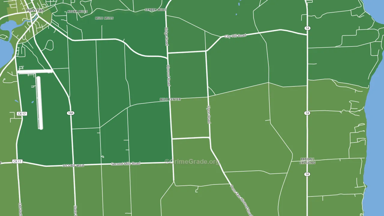 Milo Center, NY Map of Vandalism Rates