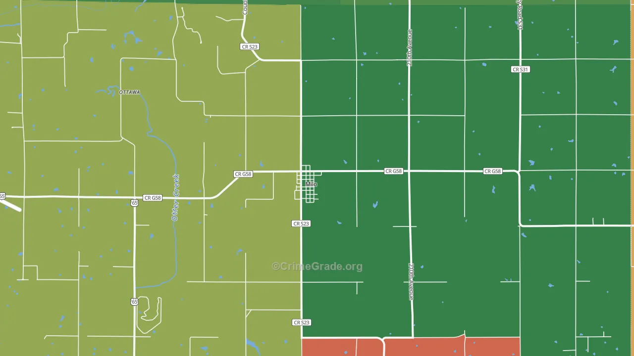 Milo, IA Map of Vandalism Rates