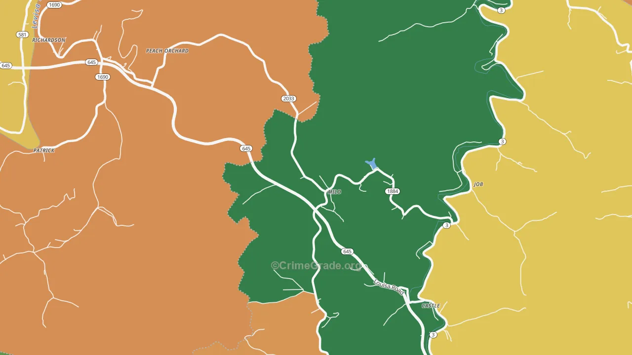 Milo, KY Map of Vandalism Rates
