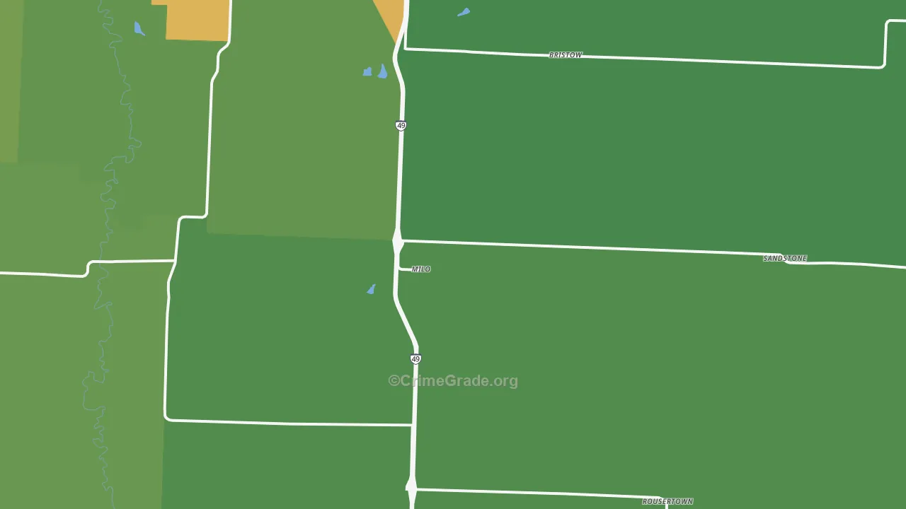 Milo, MO Map of Vandalism Rates