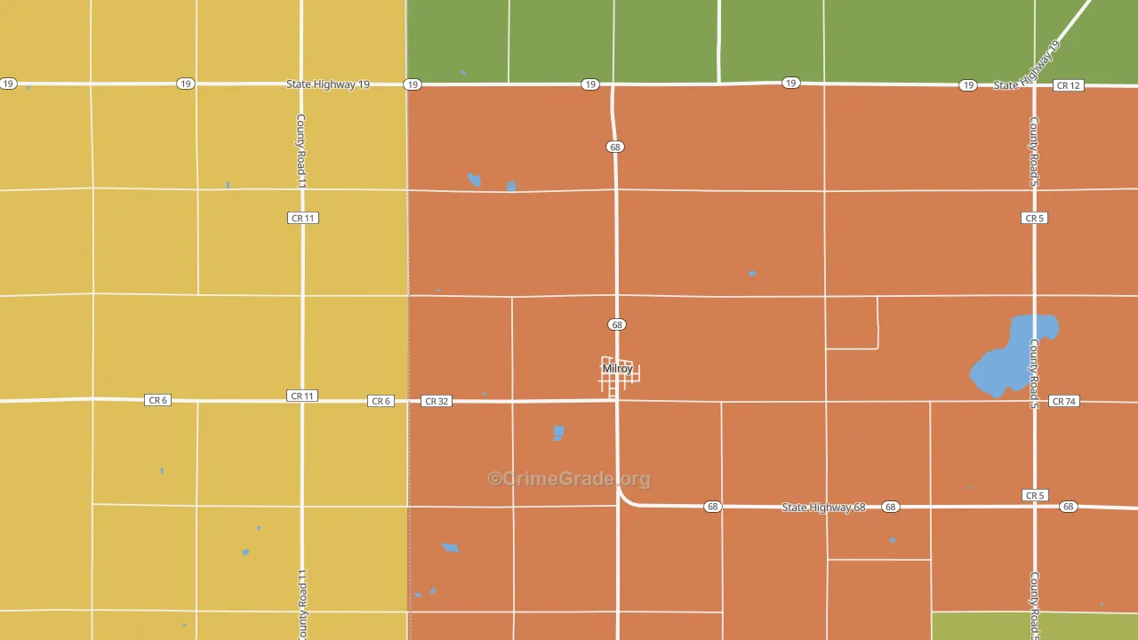 Milroy, MN Map of Vandalism Rates