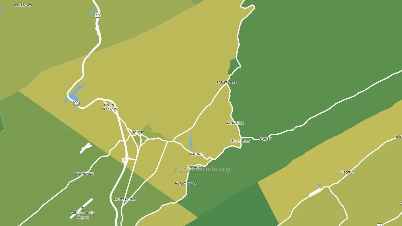 Milroy, PA Map of Vandalism Rates