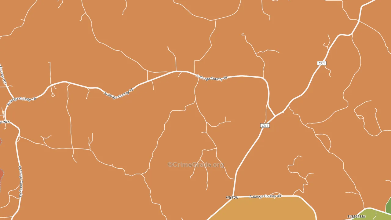 Milton, AL Map of Vandalism Rates