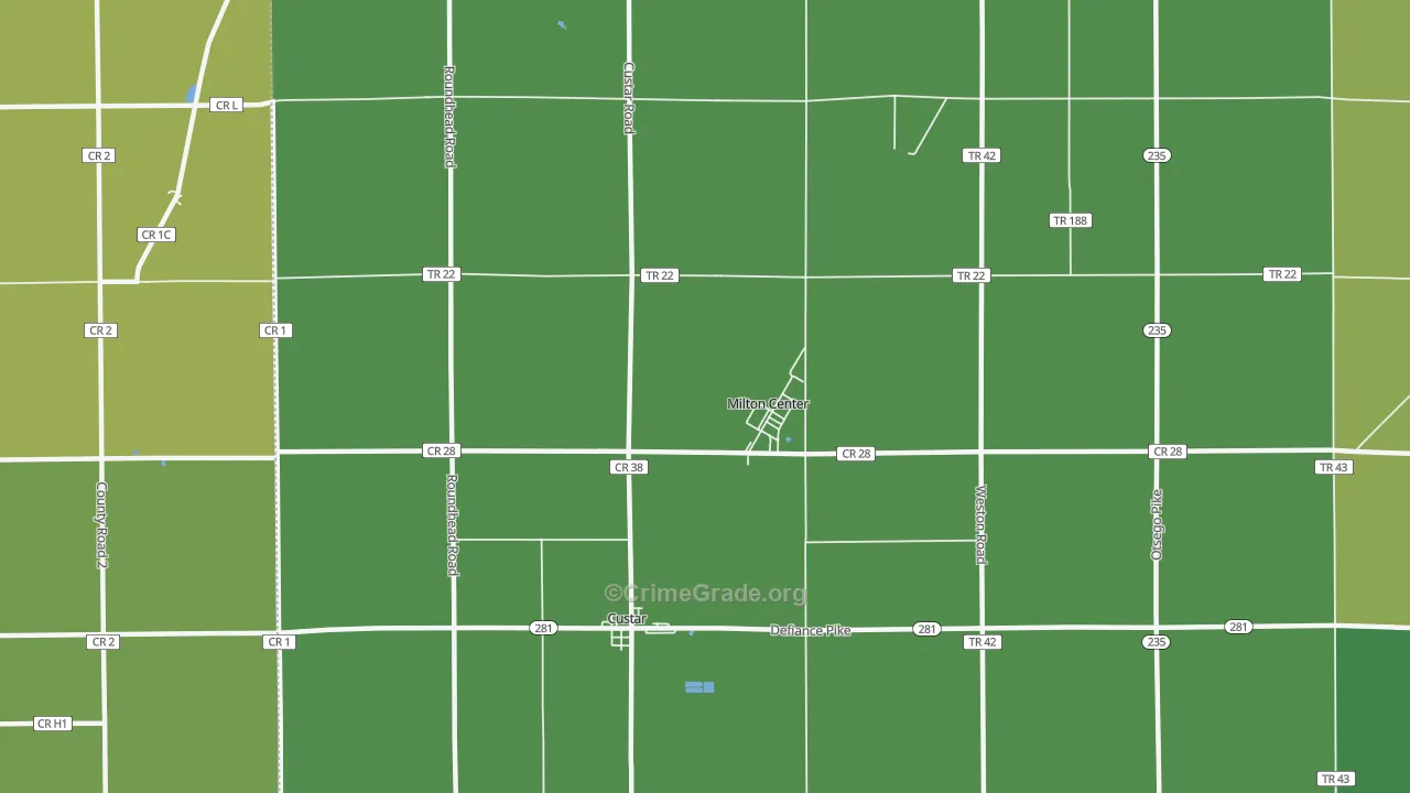 Milton Center, OH Map of Vandalism Rates