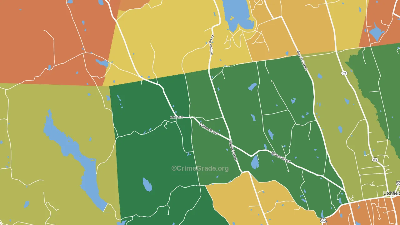 Milton, CT Map of Vandalism Rates