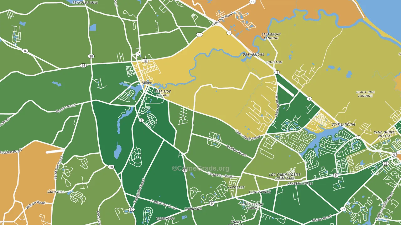 Milton, DE Map of Vandalism Rates