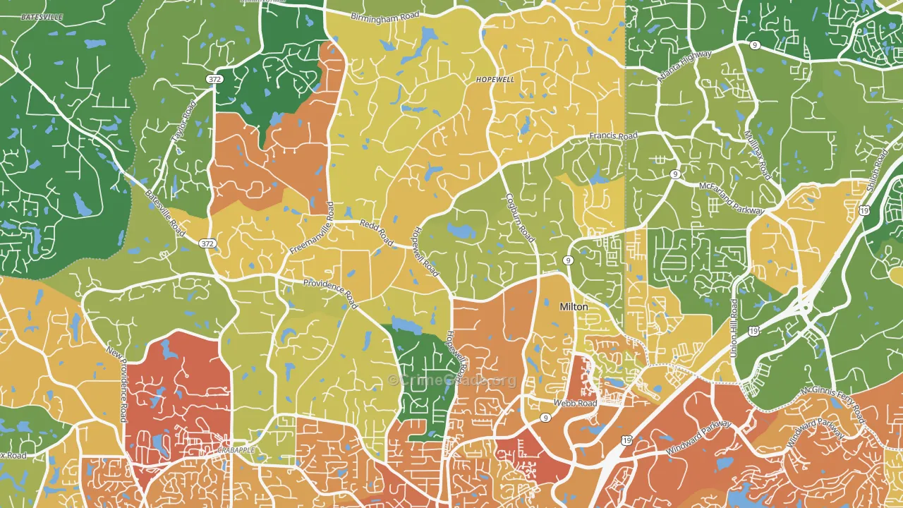 Milton, GA Map of Vandalism Rates