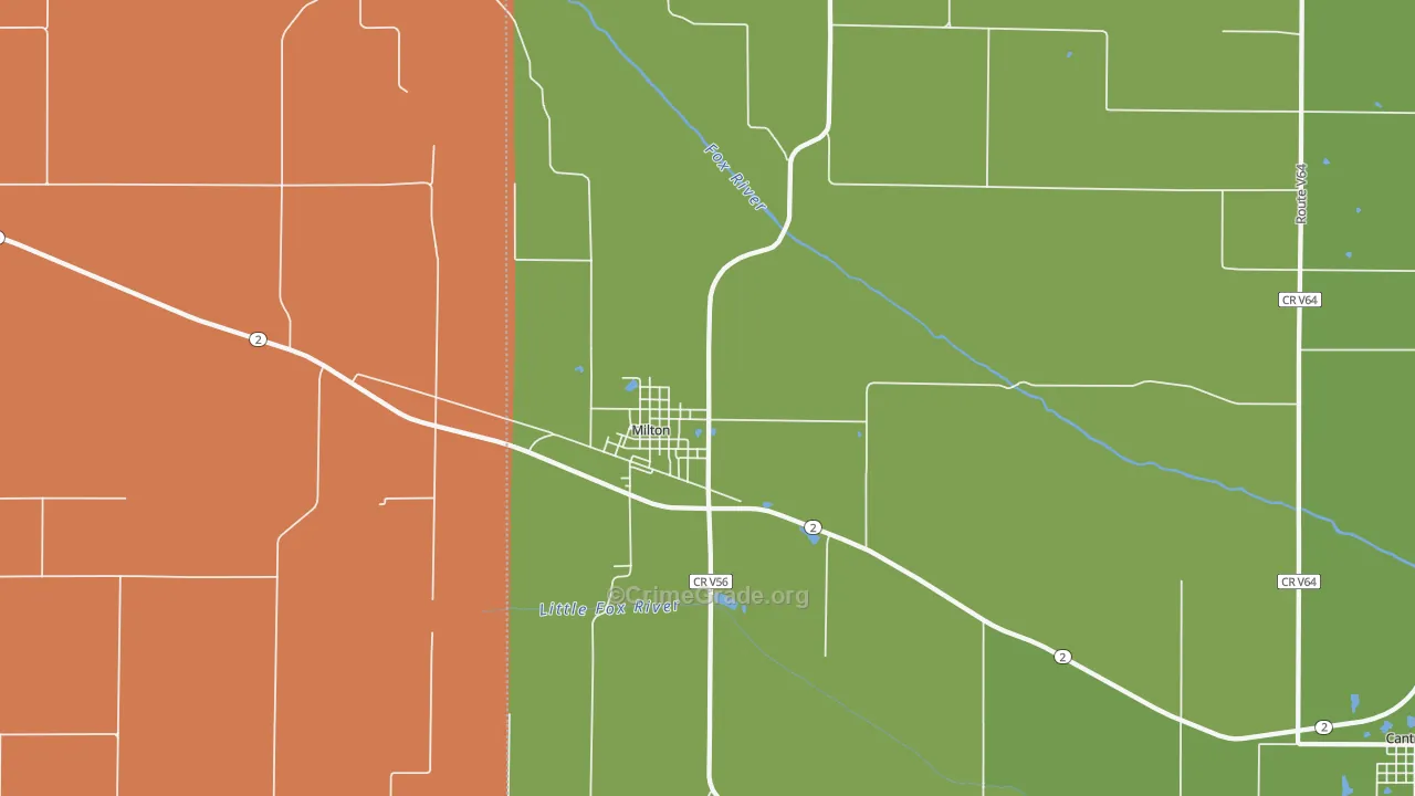 Milton, IA Map of Vandalism Rates