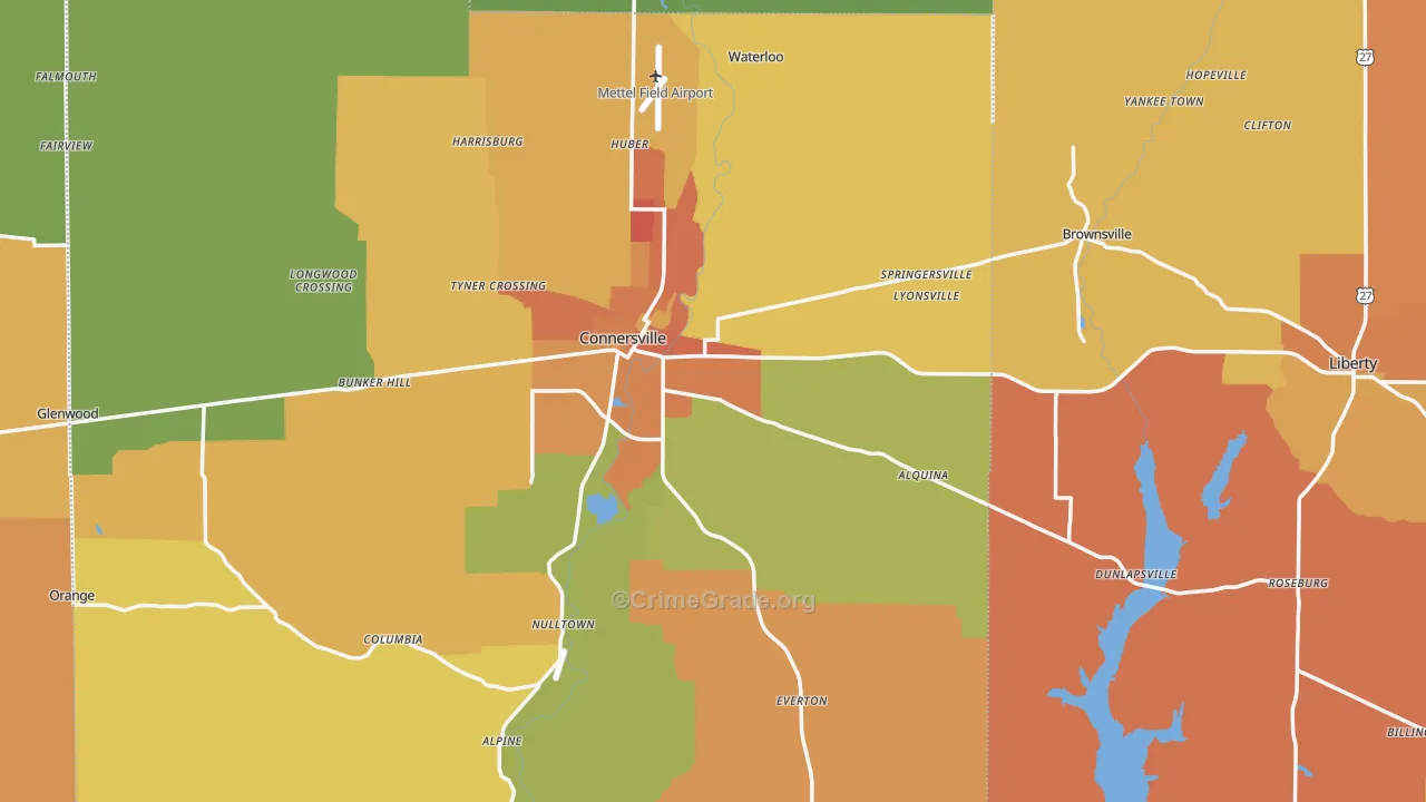 Milton, IN Map of Vandalism Rates
