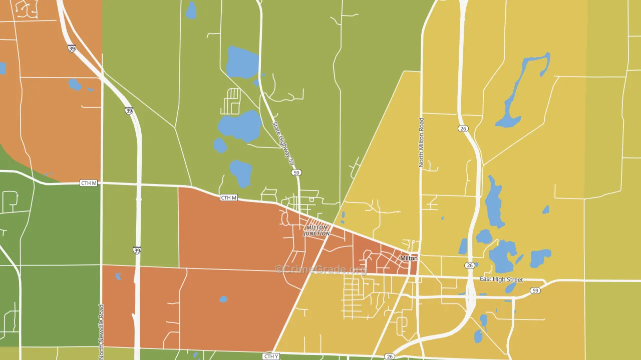 Milton Junction, WI Map of Vandalism Rates