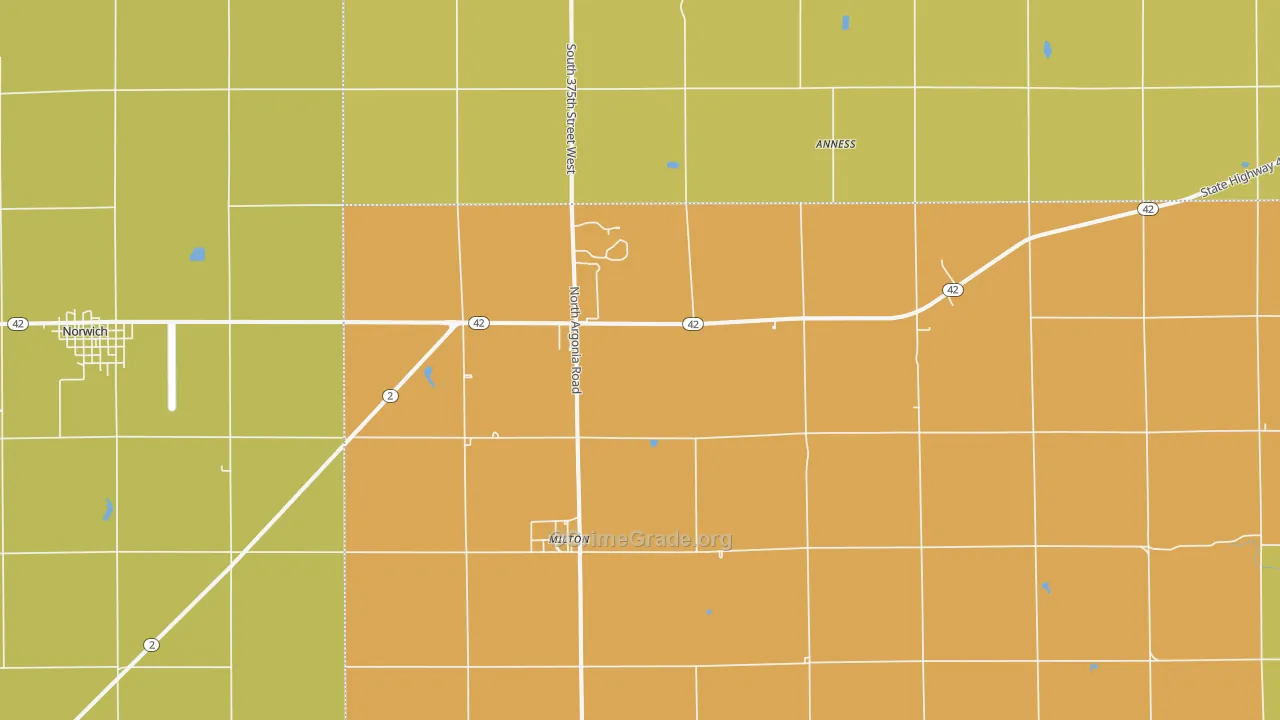 Milton, KS Map of Vandalism Rates