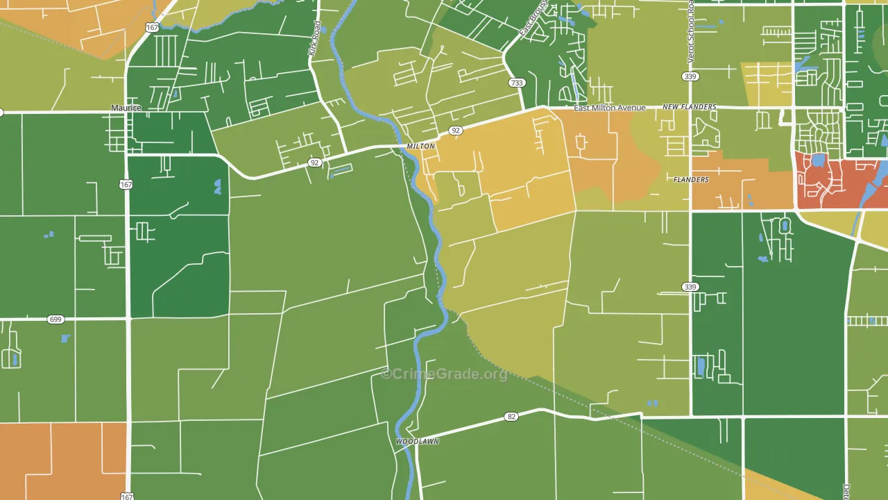 Milton, LA Map of Vandalism Rates