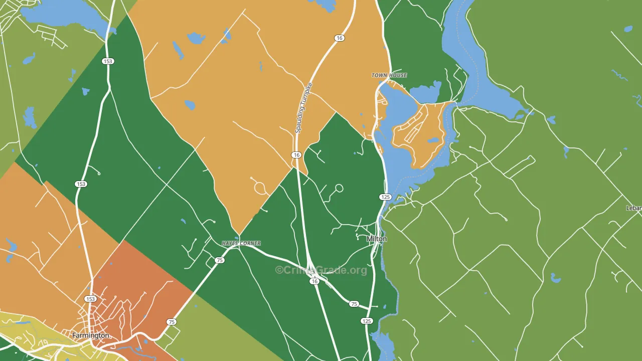Milton, NH Map of Vandalism Rates