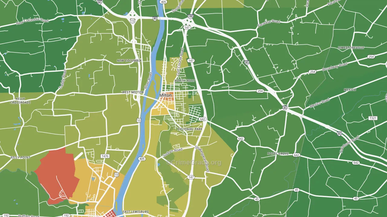 Milton, PA Map of Vandalism Rates