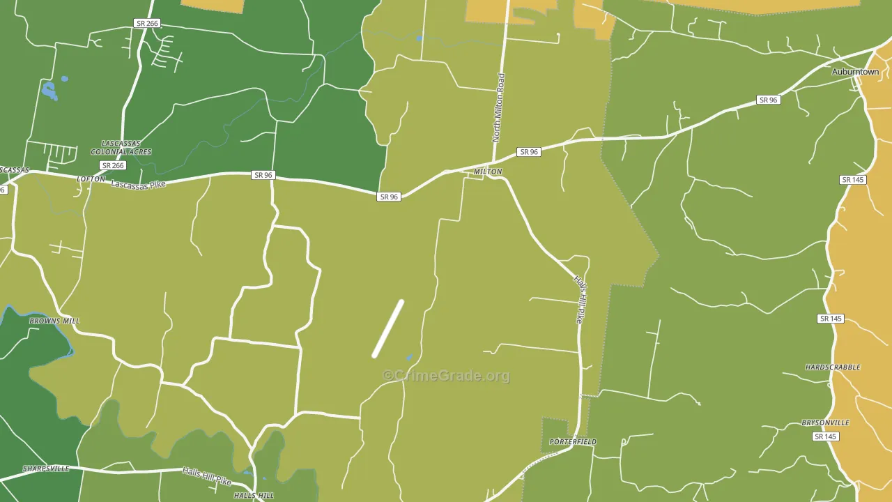 Milton, TN Map of Vandalism Rates