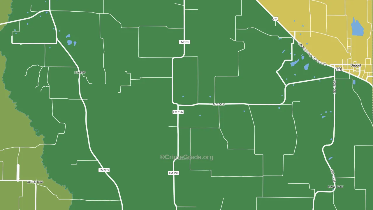 Milton, TX Map of Vandalism Rates