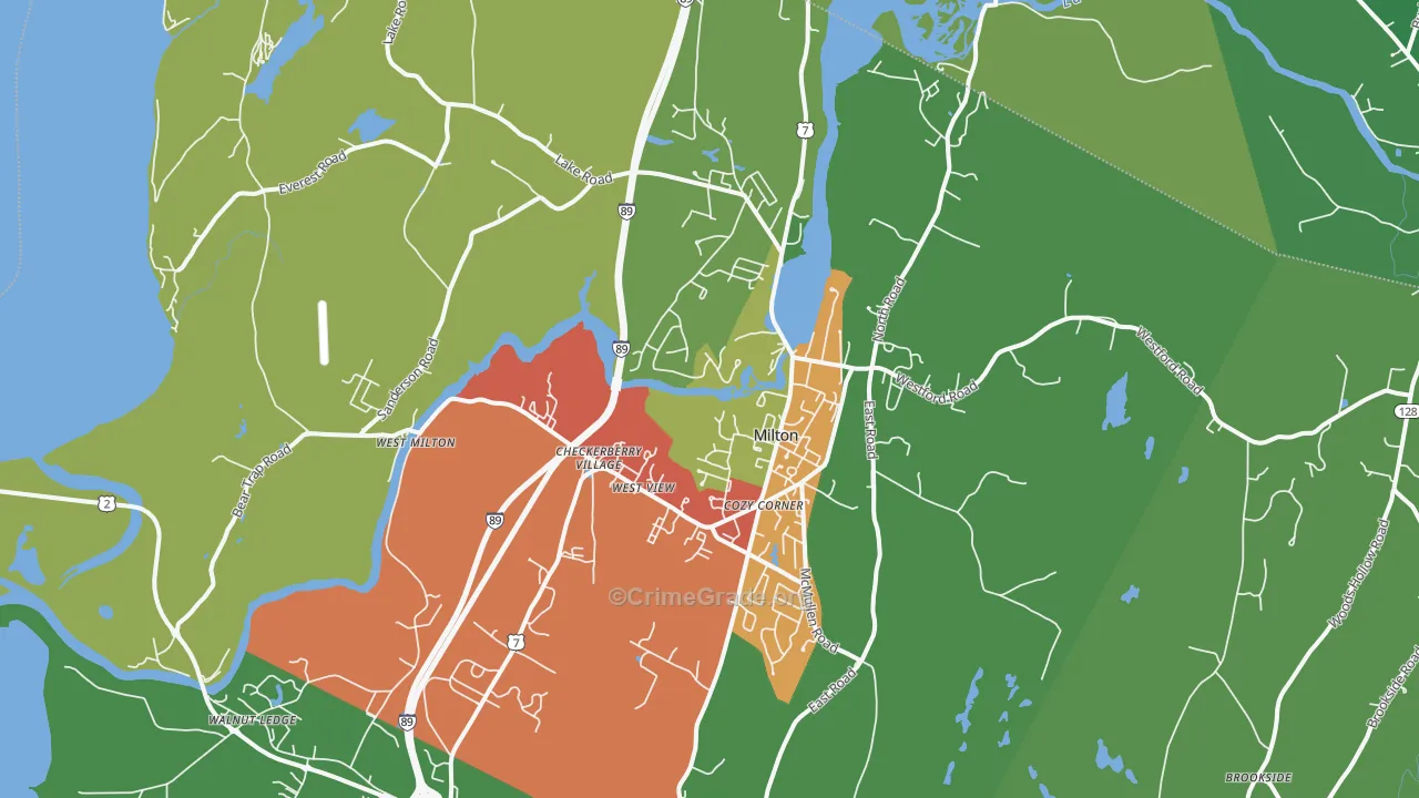 Milton, VT Map of Vandalism Rates