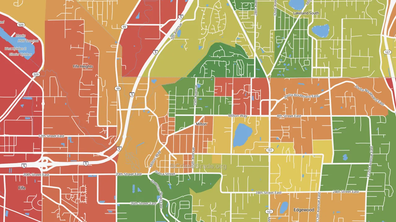 Milton, WA Map of Vandalism Rates