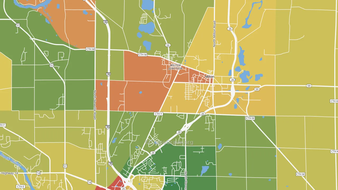 Milton, WI Map of Vandalism Rates