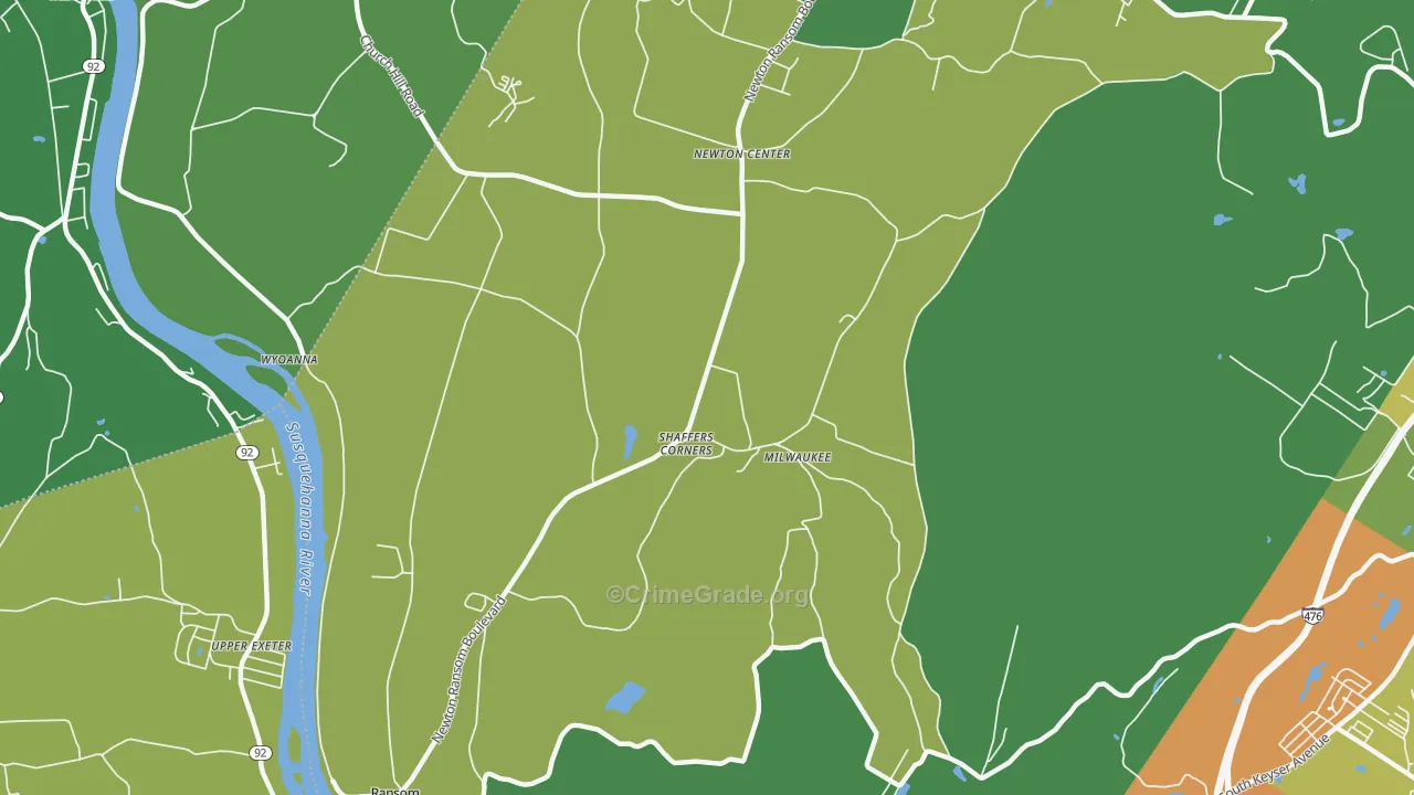 Milwaukee, PA Map of Vandalism Rates