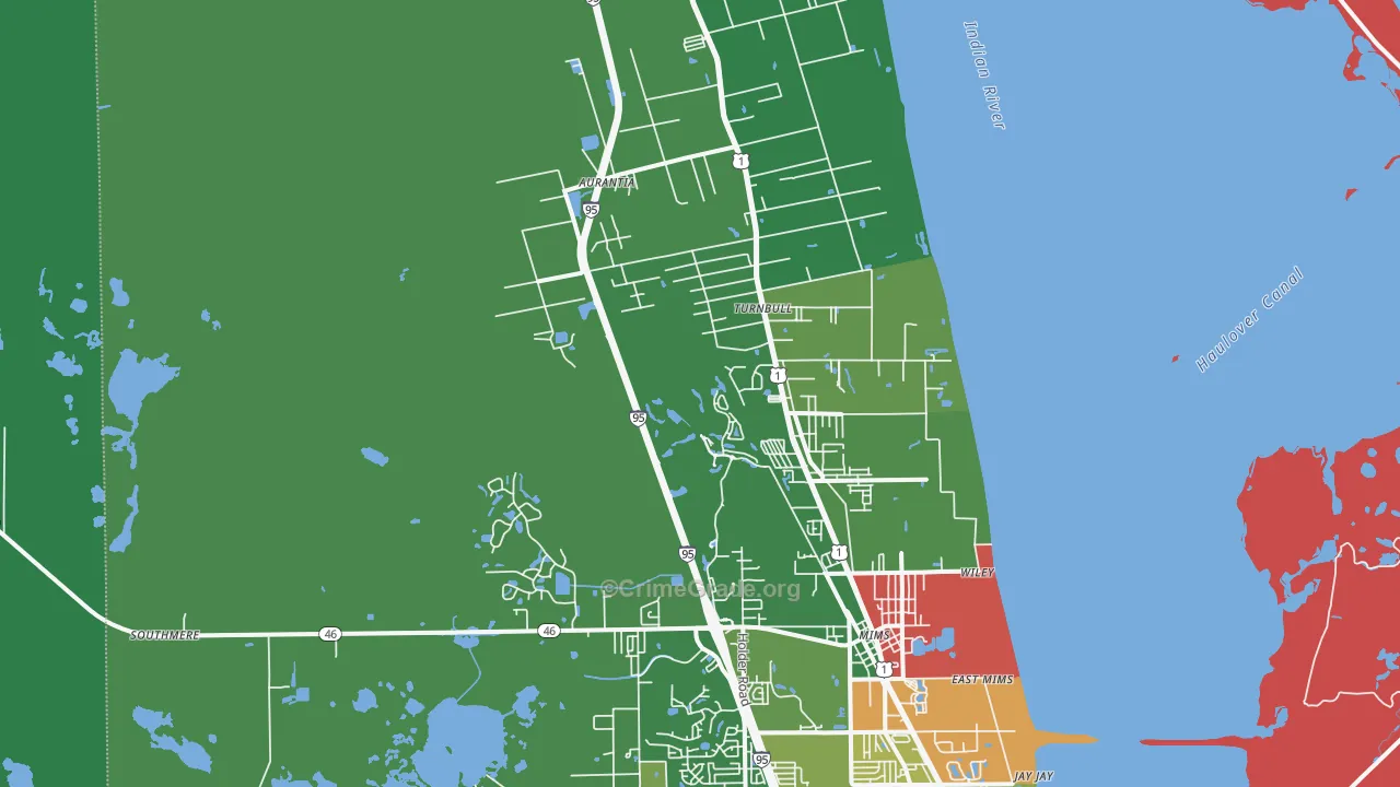Mims, FL Map of Vandalism Rates