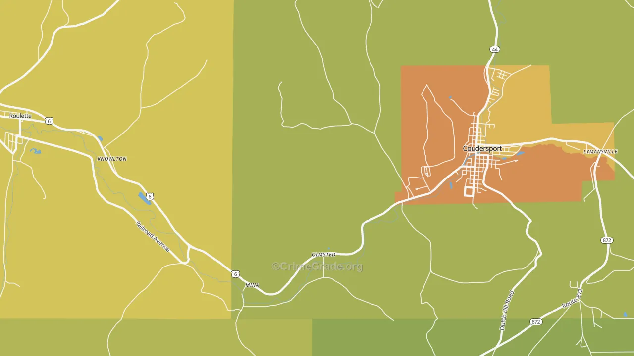 Mina, PA Map of Vandalism Rates