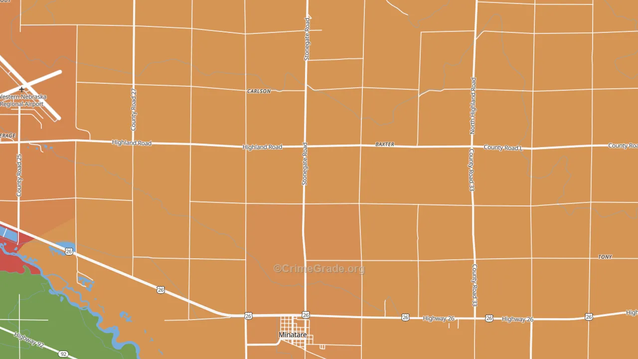 Minatare, NE Map of Vandalism Rates