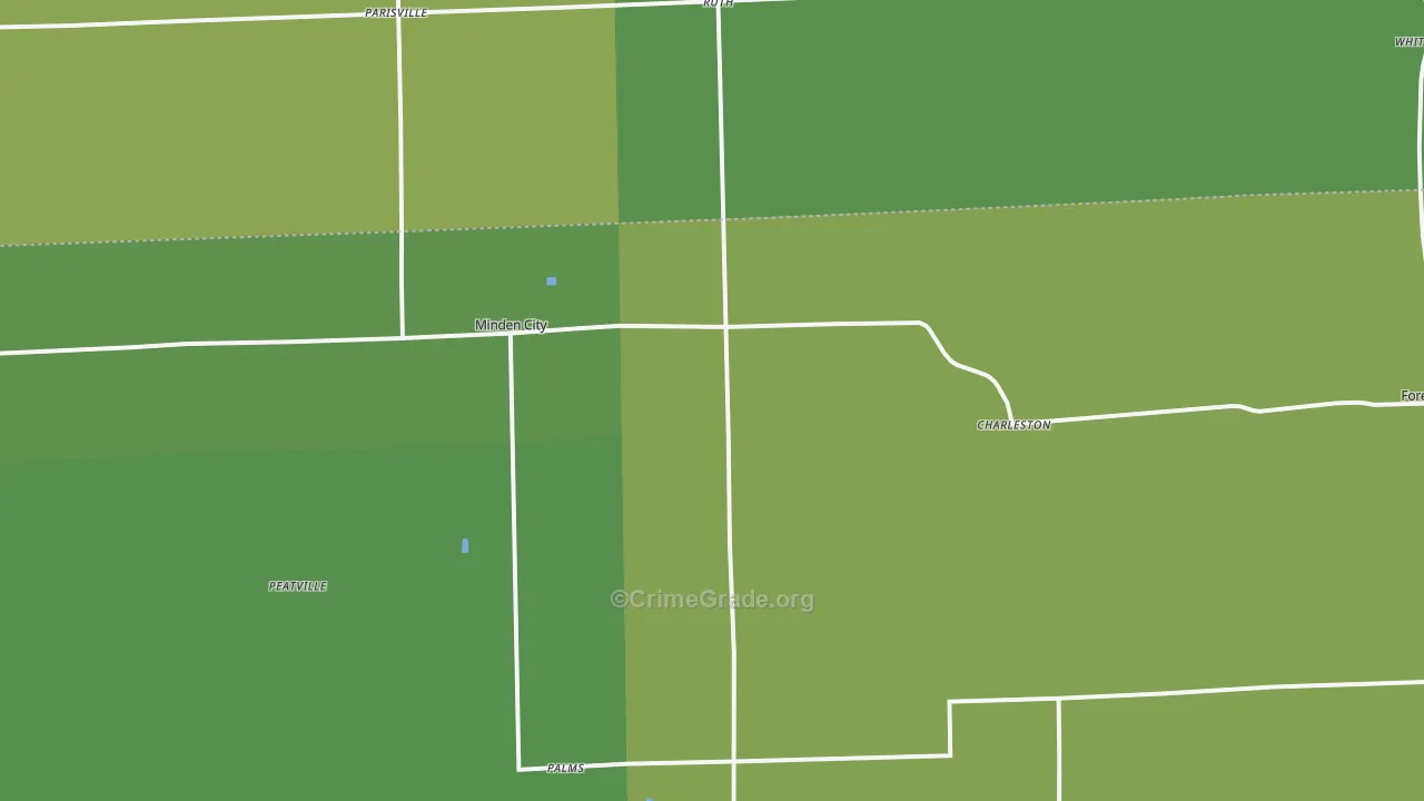 Minden City, MI Map of Vandalism Rates
