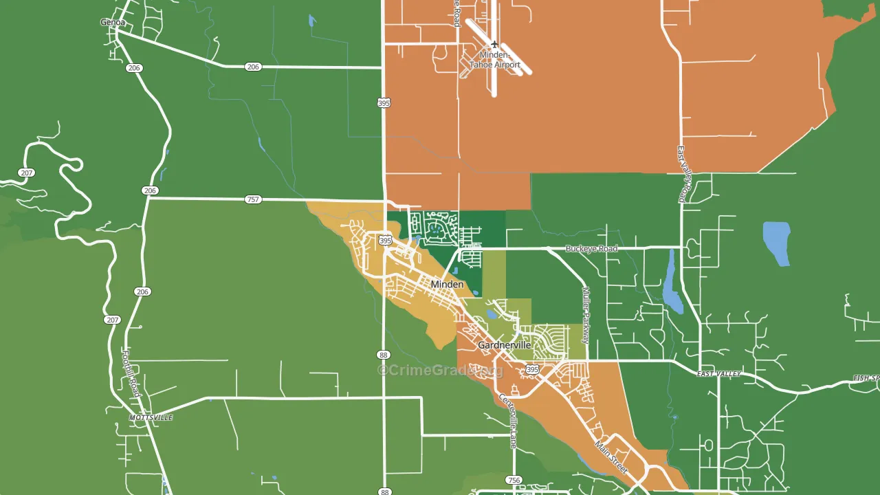 Minden, NV Map of Vandalism Rates