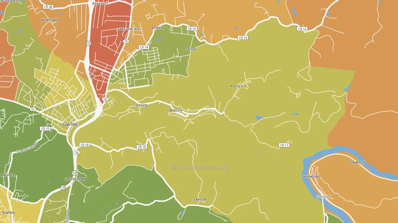 Minden, WV Map of Vandalism Rates