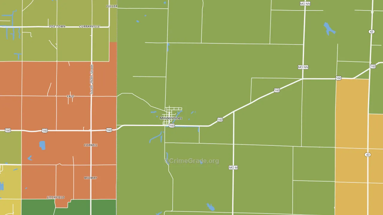 Mindenmines, MO Map of Vandalism Rates
