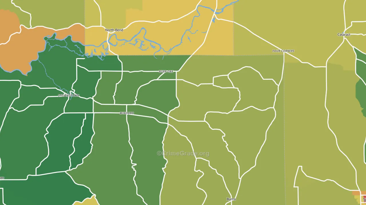 Mindoro, WI Map of Vandalism Rates