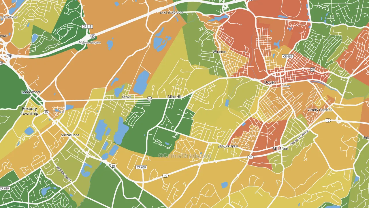 Mine Hill, NJ Map of Vandalism Rates