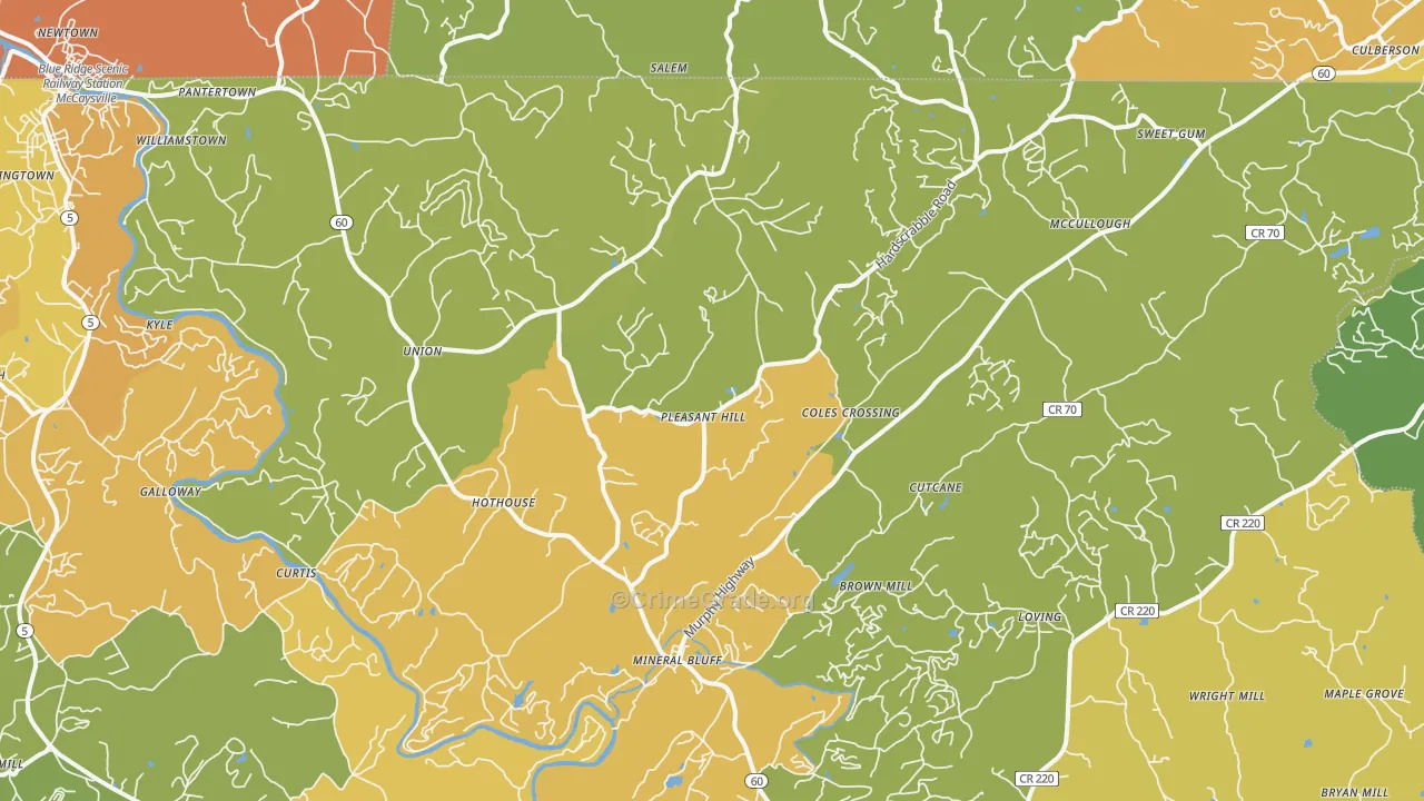 Mineral Bluff, GA Map of Vandalism Rates