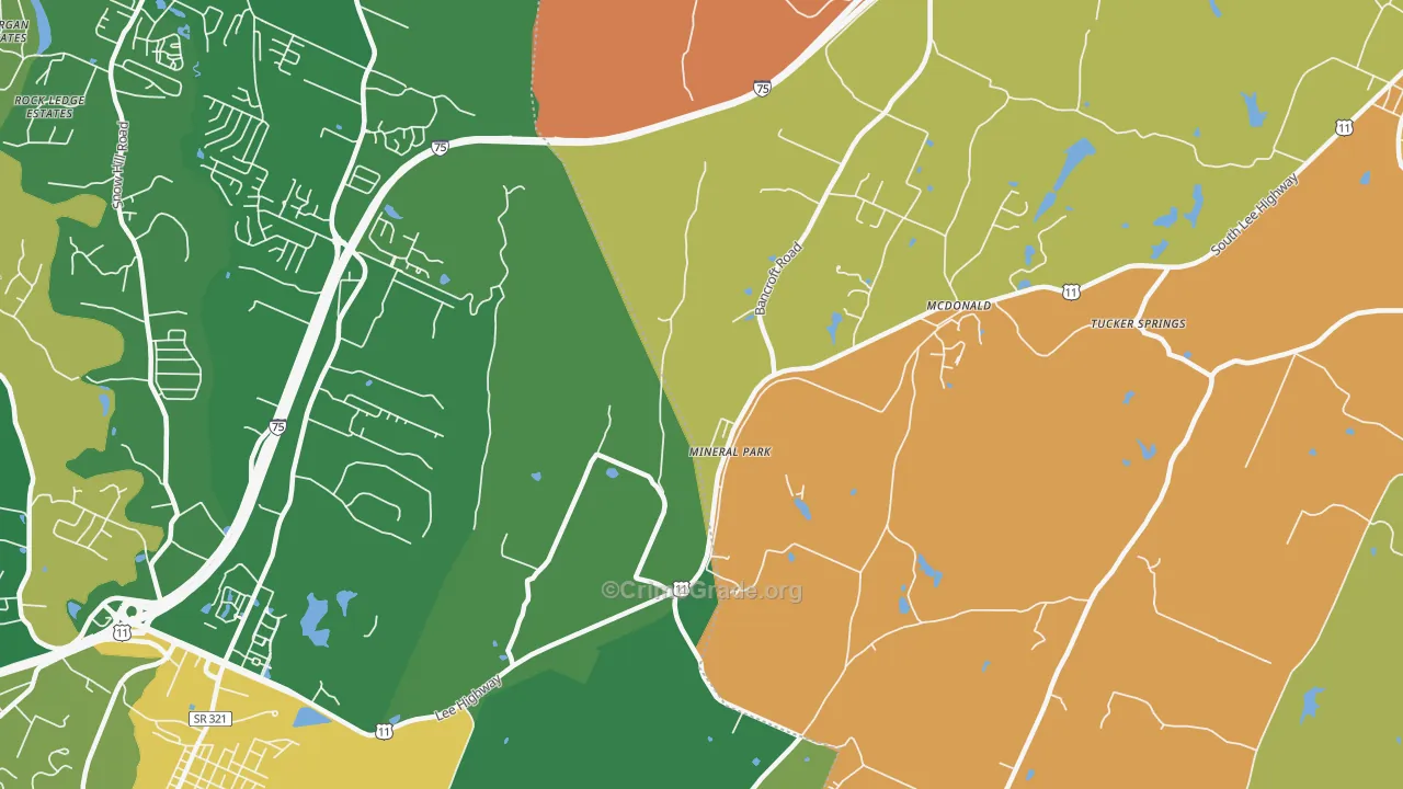 Mineral Park, TN Map of Vandalism Rates