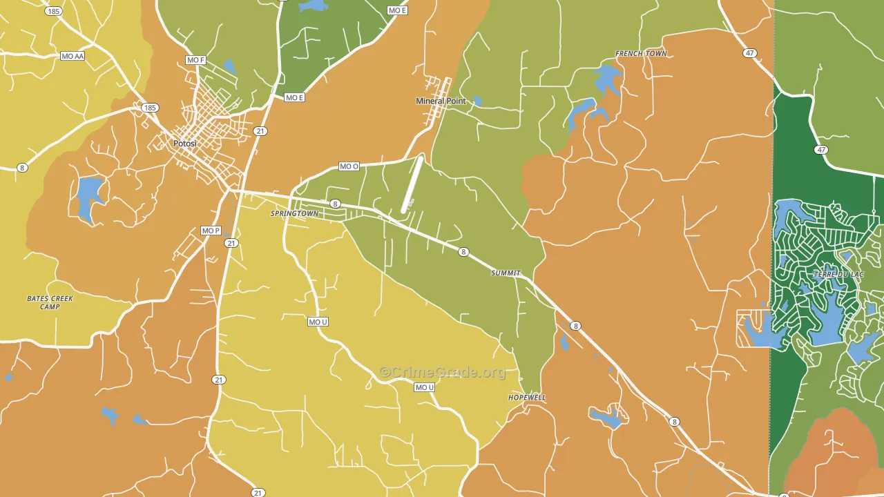 Mineral Point, MO Map of Vandalism Rates