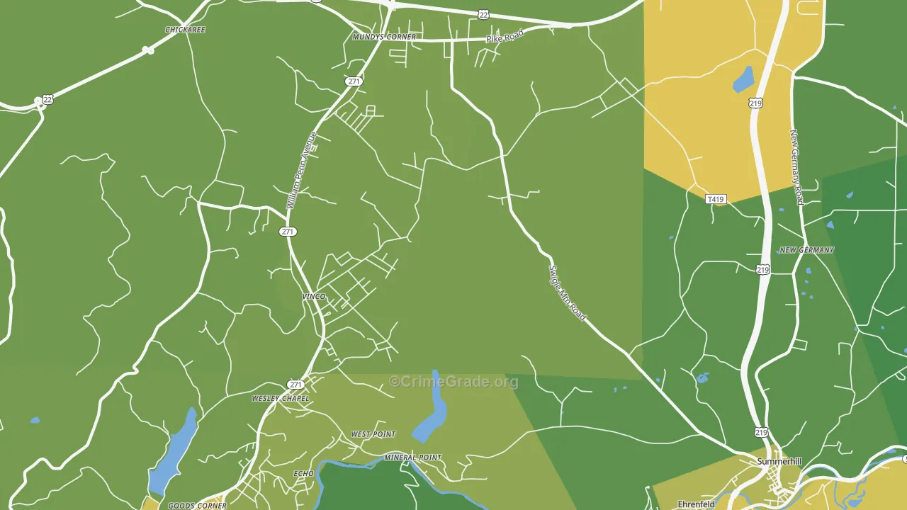 Mineral Point, PA Map of Vandalism Rates
