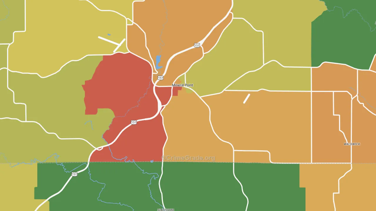 Mineral Point, WI Map of Vandalism Rates