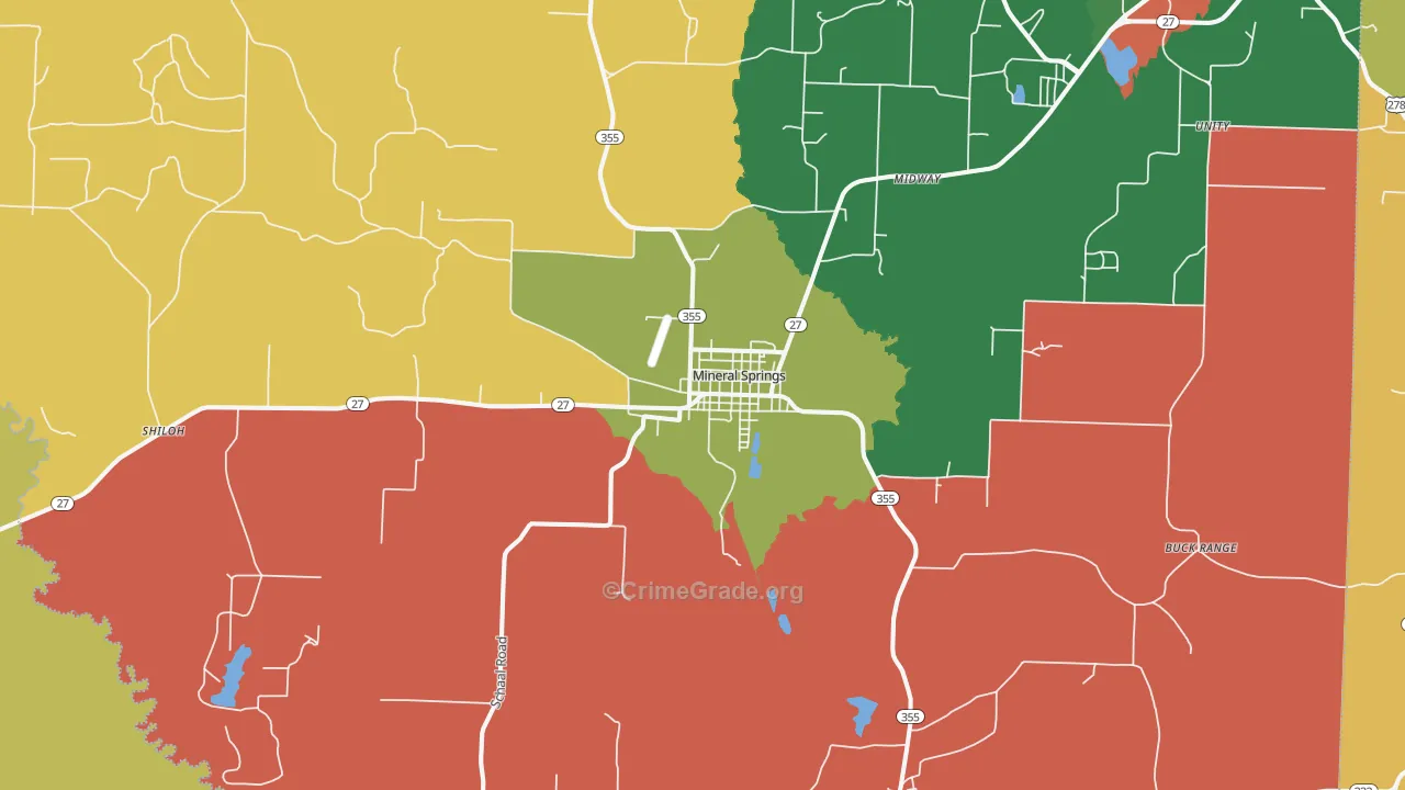 Mineral Springs, AR Map of Vandalism Rates