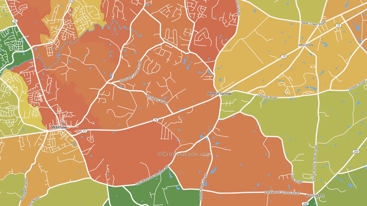 Mineral Springs, NC Map of Vandalism Rates