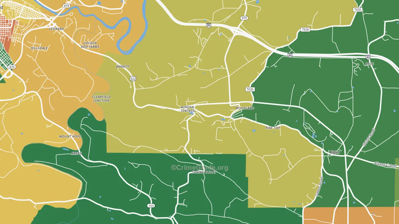 Mineral Springs, PA Map of Vandalism Rates