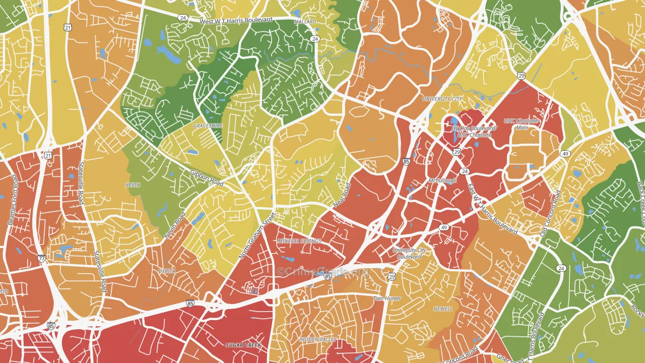 Mineral Springs-Rumble Road, Charlotte, NC Map of Vandalism Rates