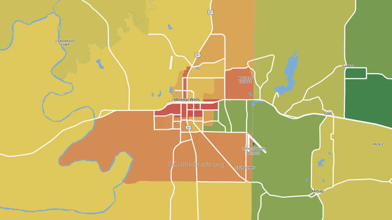 Mineral Wells, TX Map of Vandalism Rates