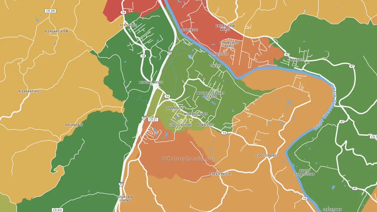 Mineralwells, WV Map of Vandalism Rates