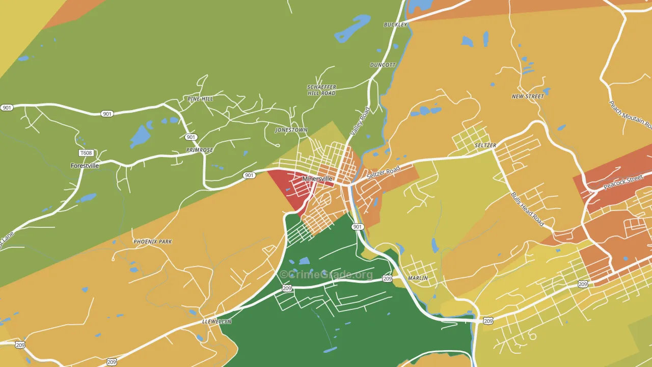 Minersville, PA Map of Vandalism Rates