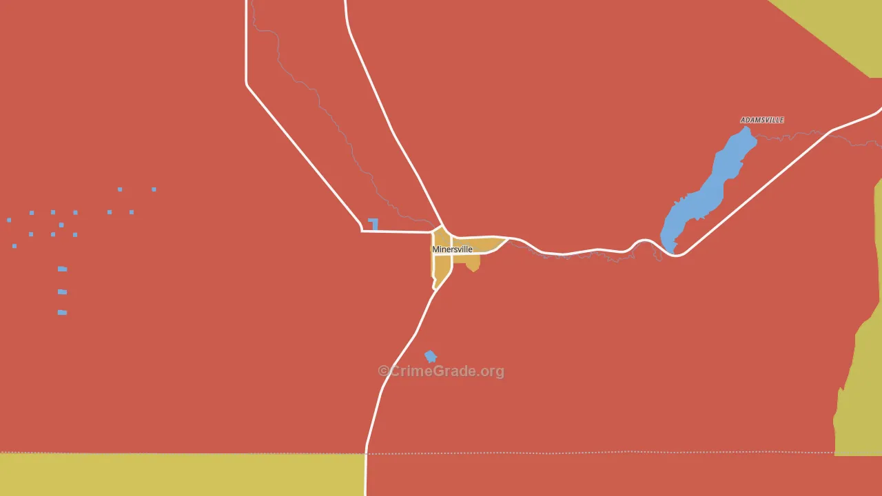 Minersville, UT Map of Vandalism Rates