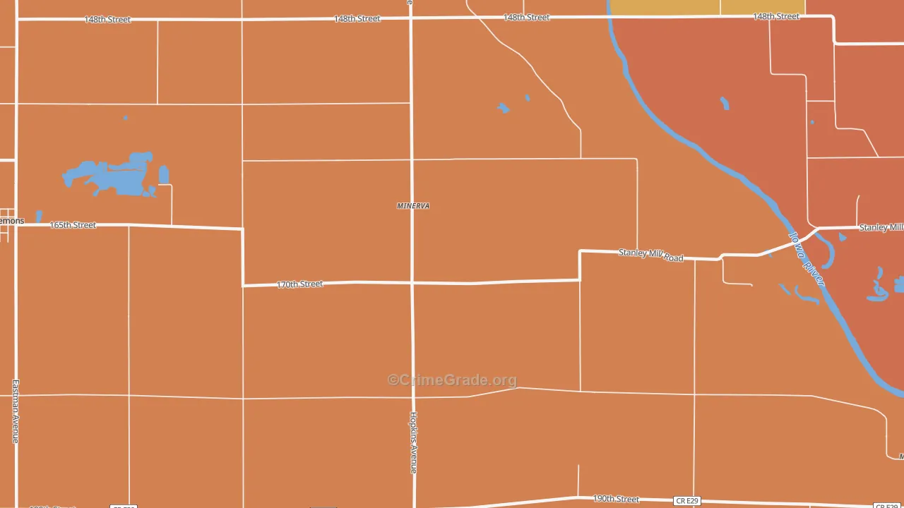 Minerva, IA Map of Vandalism Rates