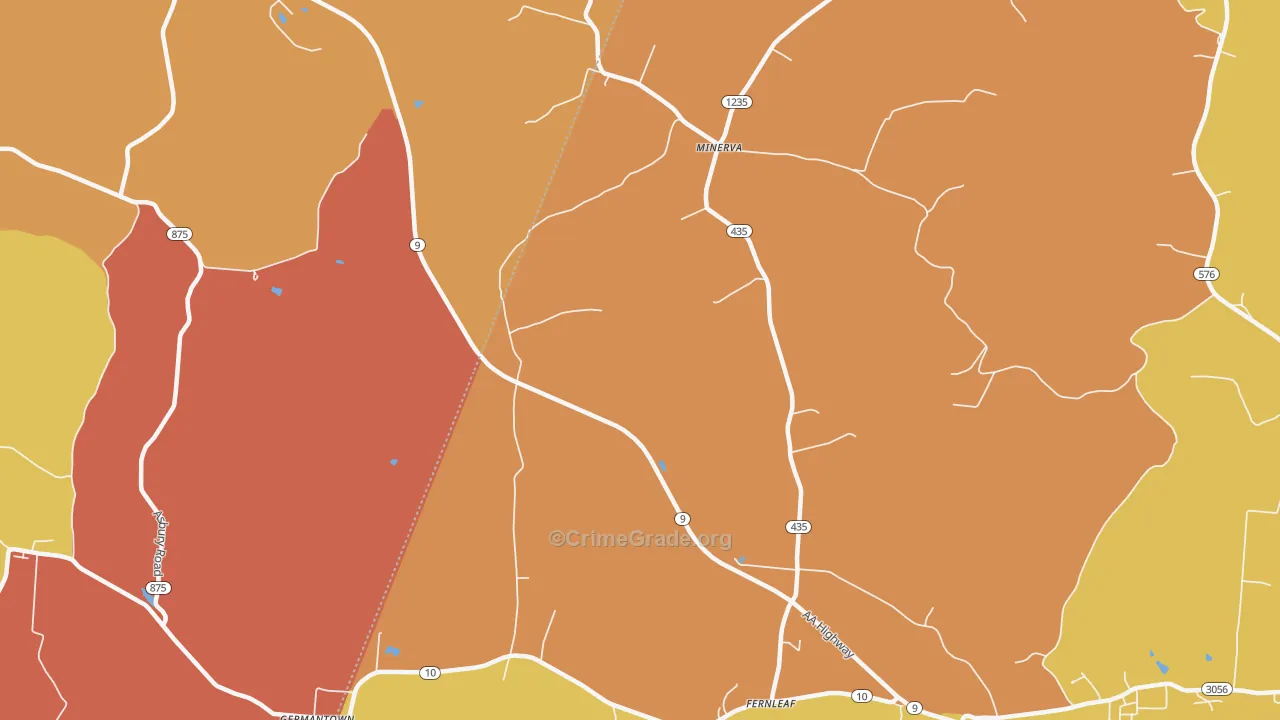 Minerva, KY Map of Vandalism Rates